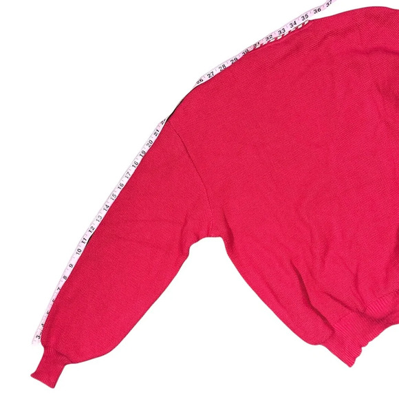Vintage 80s Celine Candycane Xmas Monogram Red Cardigan Sweater Womens Medium - Picture 7 of 12